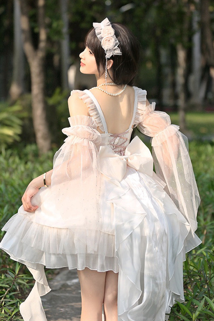Apricot The Moon Goddess's Song Multi-layer Ruffle Lace-Up Sweet Elegant Lolita Jsk Dress - Product - 4
