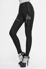 Black Gothic Laced Up Sexy Knit Leggings Womens Pants - Product - 3