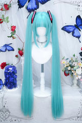 Green Secondary Double Ponytail Long Straight Sweet Lolita Wigs - Product - 2