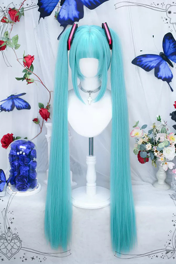 Green Secondary Double Ponytail Long Straight Sweet Lolita Wigs - Product - 2