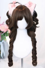 Ringlet Curls Sweet Lolita Wig with Blunt Bangs 3 Colors - Cool-Brown - 1