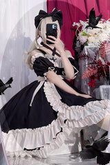 Black [Monet Estate] Sleeveless High Waisted Ruffle Bowknot Asymmetric Gothic Lolita Jsk Dress - Product - 13
