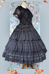 Black Forest Multi-layer Ruffle Classic Gothic Lolita Skirt Set - Product - 2