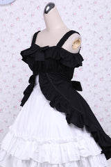 Black/White Cotton Multi-Layer Bowknot Cardigan Classic Lolita Dress - Product - 3