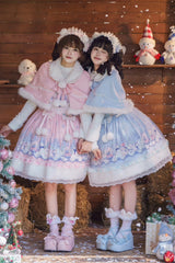 Pink [Snowball Wonderland] Print Merry Christmas Ruffle Bowknot Lace Sweet Lolita Jsk Dress - Product - 5