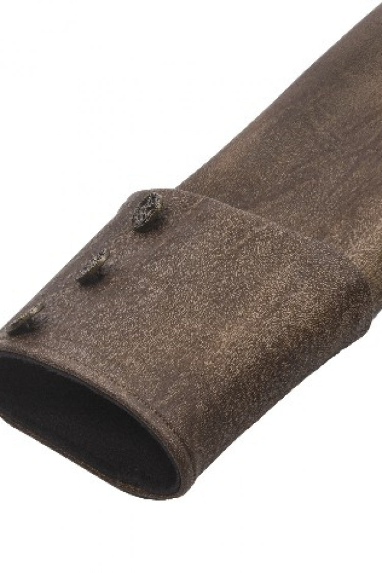 Brown Long Puff Sleeves Zippered Metal-Accented Women's Steampunk Vintage Wrap - Product - 18
