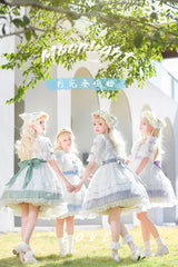 [Moonlight Sonata] Short Sleeves Ruffle Bowknot Lace Sweet Lolita Dress 4 Colors - Product - 4