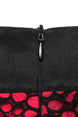 Red Double-Layer Hollow Stitching Lace Mesh Women's Gothic Skirt - Product - 8