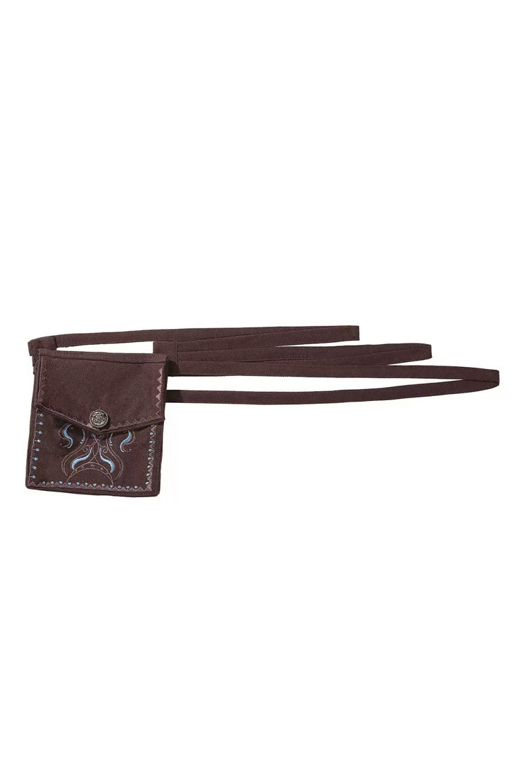 Brown/White [Dune Shadow Seeker] Sleeveless Ruffled Embroidered Irregular Vintage Lolita Skirt Set - Waist-Bag(Only) - 16