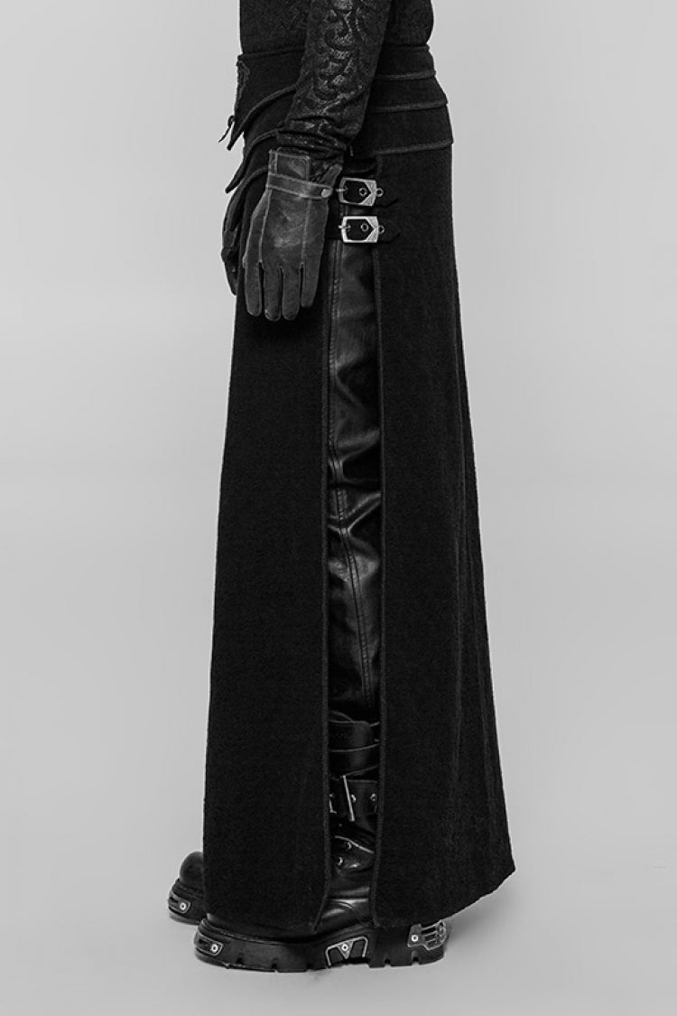 Black Jacquard Embroidery Metal Buckle Men's Steampunk Vintage Skirt - Product - 2