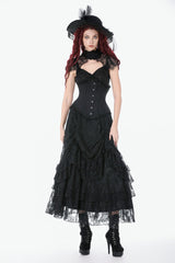 Black Sleeveless Lace Irregular Lace-Up Women's Gothic Underbust Corset - Product - 2