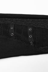 Black Hollow Japanese Buckles Stitching Mesh Women's Gothic Leggings - Product - 8