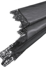 Black V Collar Long Trumpet Sleeves Lace Sheer Women's Gothic Kimono High Low Long Dress - Product - 19