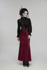 Black/Red Jacquard Embroidered Lace Lace-Up Slim Women's Gothic Vest - Product - 4