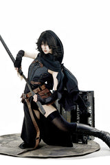 Black/Grey [Phantom of the Night] Sleeveless Lace-Up Fashion Gothic Punk Lolita Dress - Product - 11