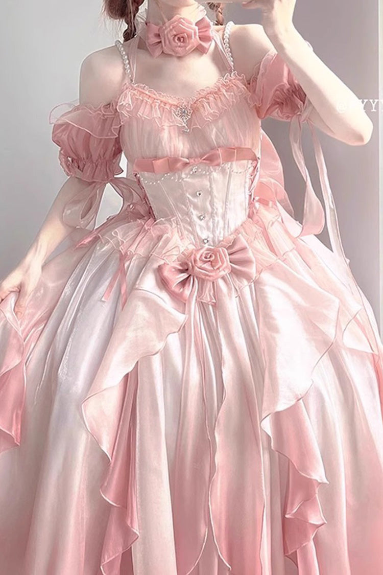 Pink Bowknot Irregular Sweet Princess Lolita Jsk Dress - Product - 6