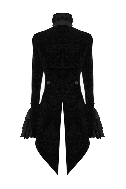 Black Gothic Lotus Leaf Corsage False Two Piece Womens Swallow Tailed Coats - Product - 6