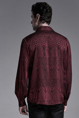 Jacquard Long Sleeve Front Metal Eyelets Lace Up Metal Carving Buckle Cuff Men's Gothic Shirt 3 Colors - Product - 11