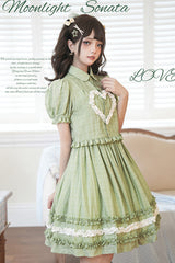 [Buji Island] Sleeveless Ruffle Bowknot Sweet Lolita Jsk Dress 4 Colors - Green - 10