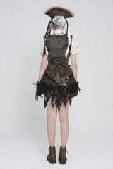 Bronze Bow Lace-Up Slim Zippered Women's Gothic Swallow-tailed Vest - Product - 4