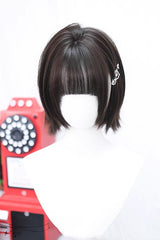 Dark Brown Light Air Bangs Lolita Short Curly Wig - Dark-Brown - 1