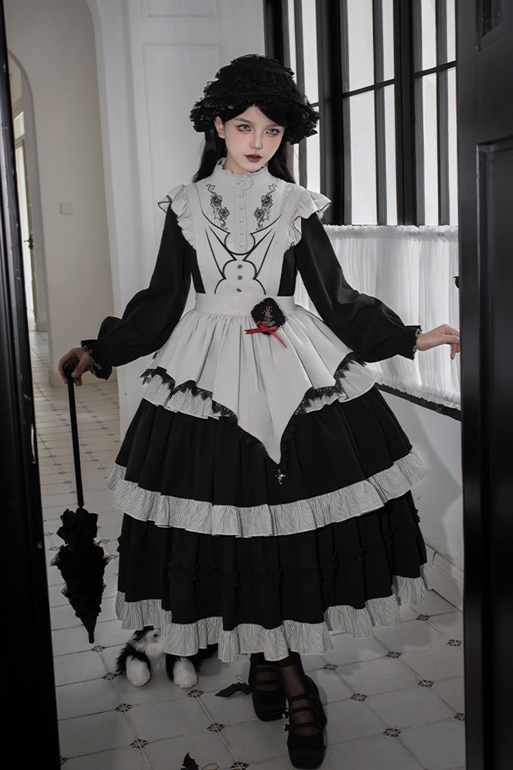 [Castle Night] Long Sleeves Ruffle Embroidery Gothic Lolita Dress 2 Colors - Product - 11