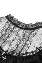 Black Lace Short Sleeves Cross Ruffled Women's Gothic Graduation Dress - Product - 14