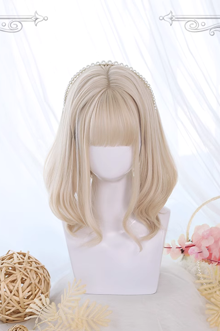 Yellow Short Hair Slightly Curly Sweet Lolita Wigs - Product - 2