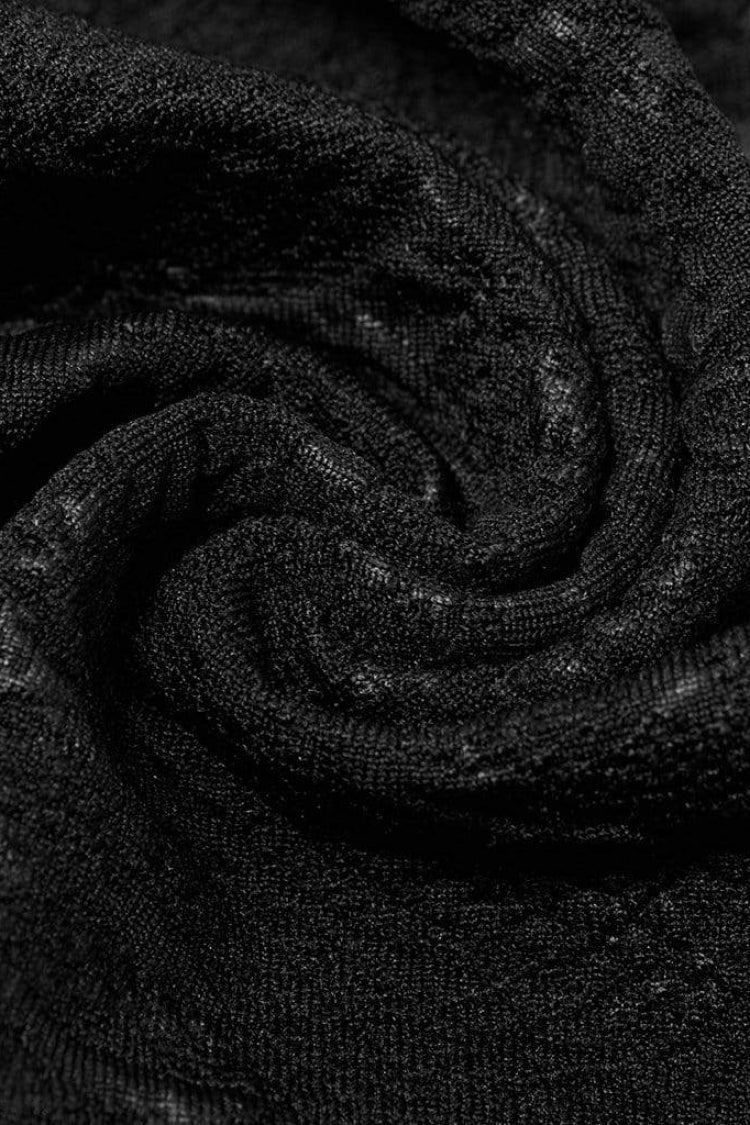 Black Long Trumpet Sleeves Print Hollow Stitching Lace-Up Womens Gothic Blouse - Product - 5