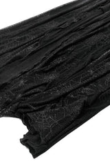 Black Long Sleeves Lace-Up Spiderweb Women's Gothic Elegant Witch Long Dress - Product - 17