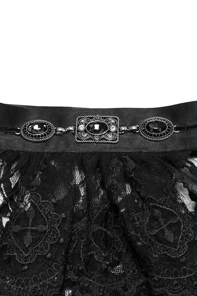 Black Multi-Layered Lace Mesh Men's Gothic Neckwear - Product - 7