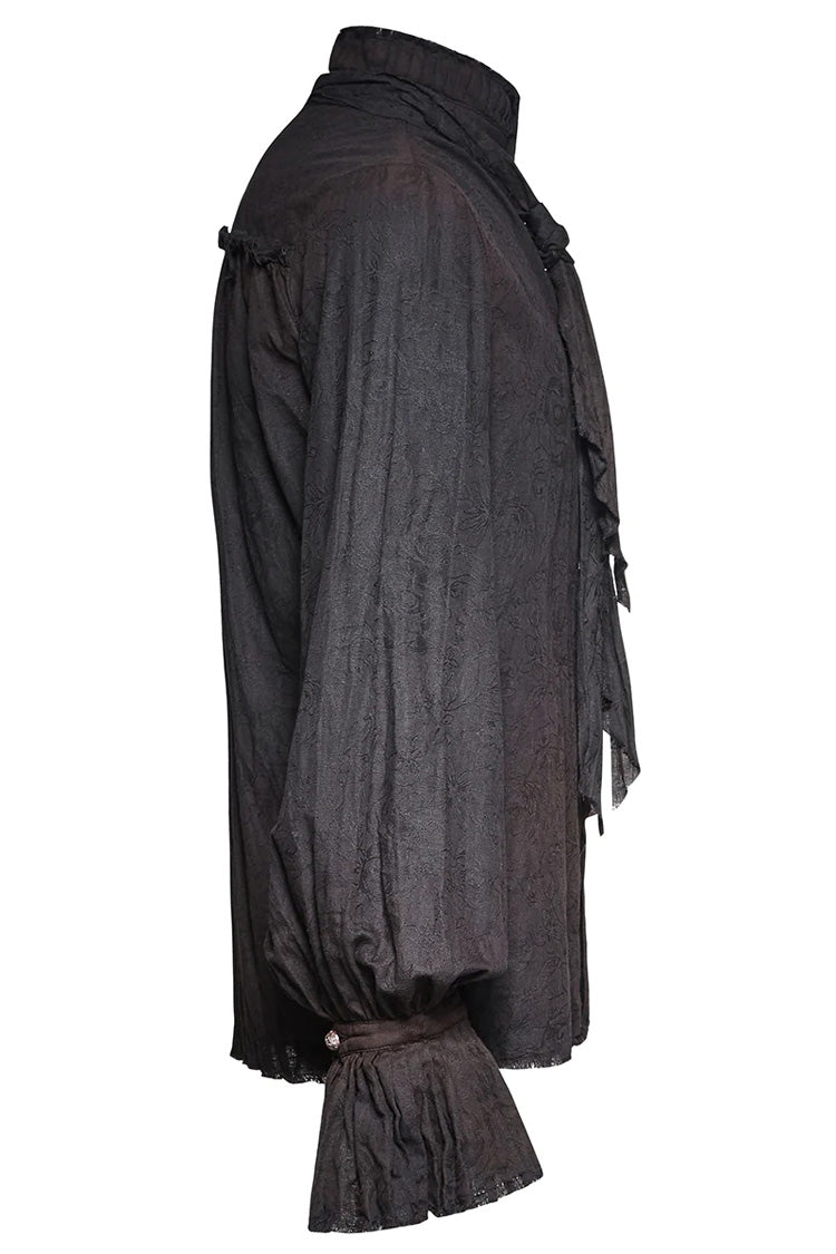 Black Long Lantern Sleeves Retro Metal Button Mens Steampunk Tie Shirt - Product - 7