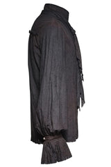 Black Long Lantern Sleeves Retro Metal Button Mens Steampunk Tie Shirt - Product - 7