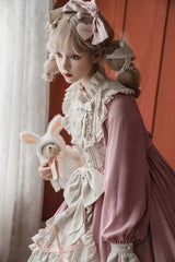 Pink Round Collar Bowknot Long Sleeves Multi-Layer Ruffled Sweet Lolita OP Dress - Product - 3