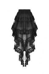 Black Multi-Layered Ruffled Lace Irregular Women's Gothic Swallow Tail Skirt - Product - 13