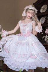 Multi-Color [Rose Flower Cage] Print Ruffle Bowknot Sweet Elegant Lolita Jsk Dress - Product - 2