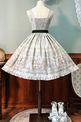 [Iris Study] V Collar Sleeveless Print Bowknot Lace Sweet Lolita Jumper Dress 2 Colors - Product - 9