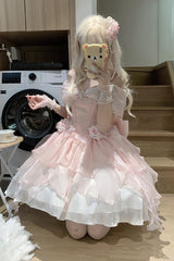 [Heartbeat] Off Shoulder Multi-Layered Ruffle Bowknot Lace Princess Gorgeous Dream Sweet Lolita Dress 2 Colors - Product - 5