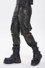 Spliced Irregular Detachable Studded Zippered Men's Punk Handsome Pants  With Big Pockets - Product - 8