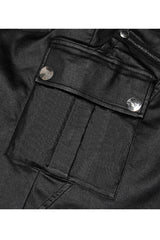 Black Slim Faux-Leather Elasticity Knitted Fabric Pocket Decoration Metal Zipper Sexy Short Women's Plus Size Punk Dress - Product - 9