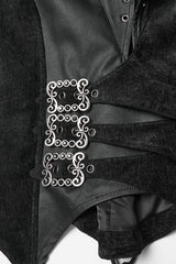 Black V Collar Sleeveless Lace-Up Buckled Eyelet Women's Gothic Vest - Product - 5