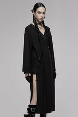 Black Dark Pattern Print Hooded Women's Gothic Coat - Product - 3
