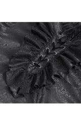 Black Stand Collar Long Sleeves Jacquard Ruffle Men's Gothic Blouse - Product - 8