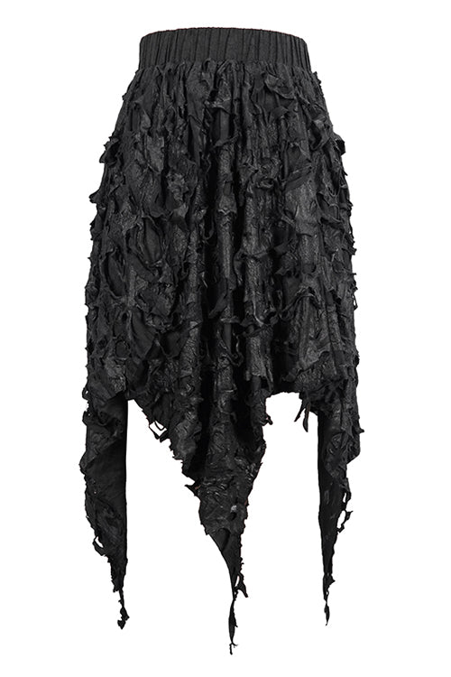 Black Punk Tattered Sharp Hem Womens Skirt - Product - 6