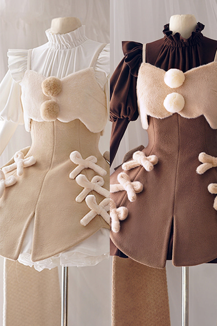Stand Up Collar Long Sleeves High Waisted Thickened With Vest Sweet (Dress Only) detail view 6