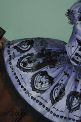 Purple [Sugar Bear] Square Collar Short Sleeves Embroidered Bow Sweet Lolita Dress (Bow Train Included) - Product - 8