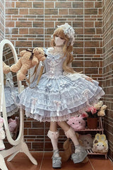 Sweet Multi-Layered Ruffle Bowknot Lace Princess Ballet Lolita Jsk Dress 4 Colors - Product - 7