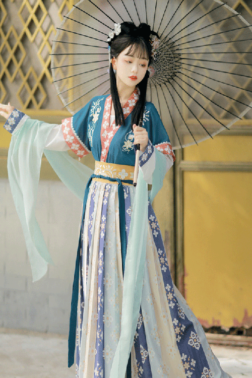 Ancient Tang Dynasty Embroidery Printing Sweet Hanfu Dress - Product - 11
