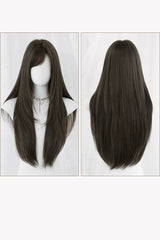 Cool Brown Natural Fluffy Long Layered Straight Sweet Lolita Wig with Air Bangs - Product - 8