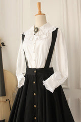 Black Vintage Single Breasted Ruffled Classic Lolita Skirt Strap Dress - Product - 4